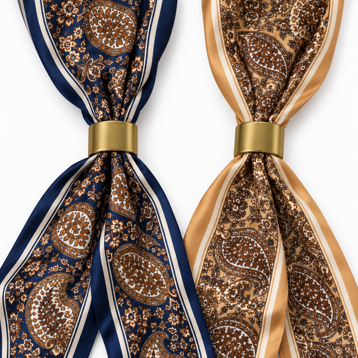 Women’s Lightweight Paisley Scarf Set, 2-Pack, Navy & Camel
