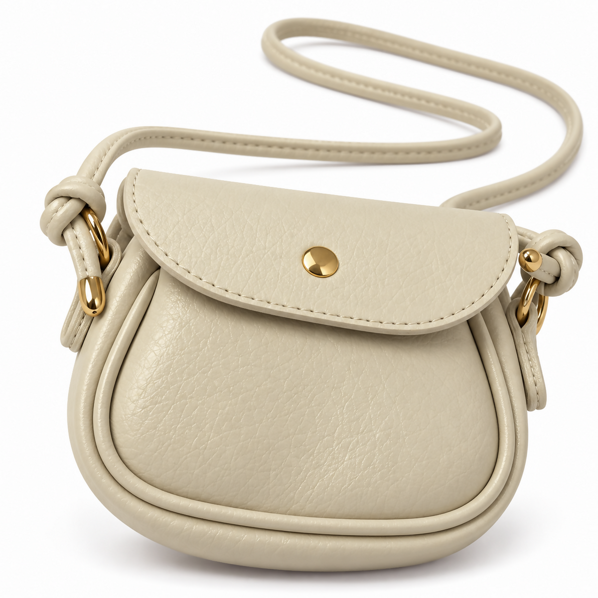 Women’s Mini Saddle Bag – Available in Ivory, Dark Chocolate, Metallic Silver, Black & Champagne Gold