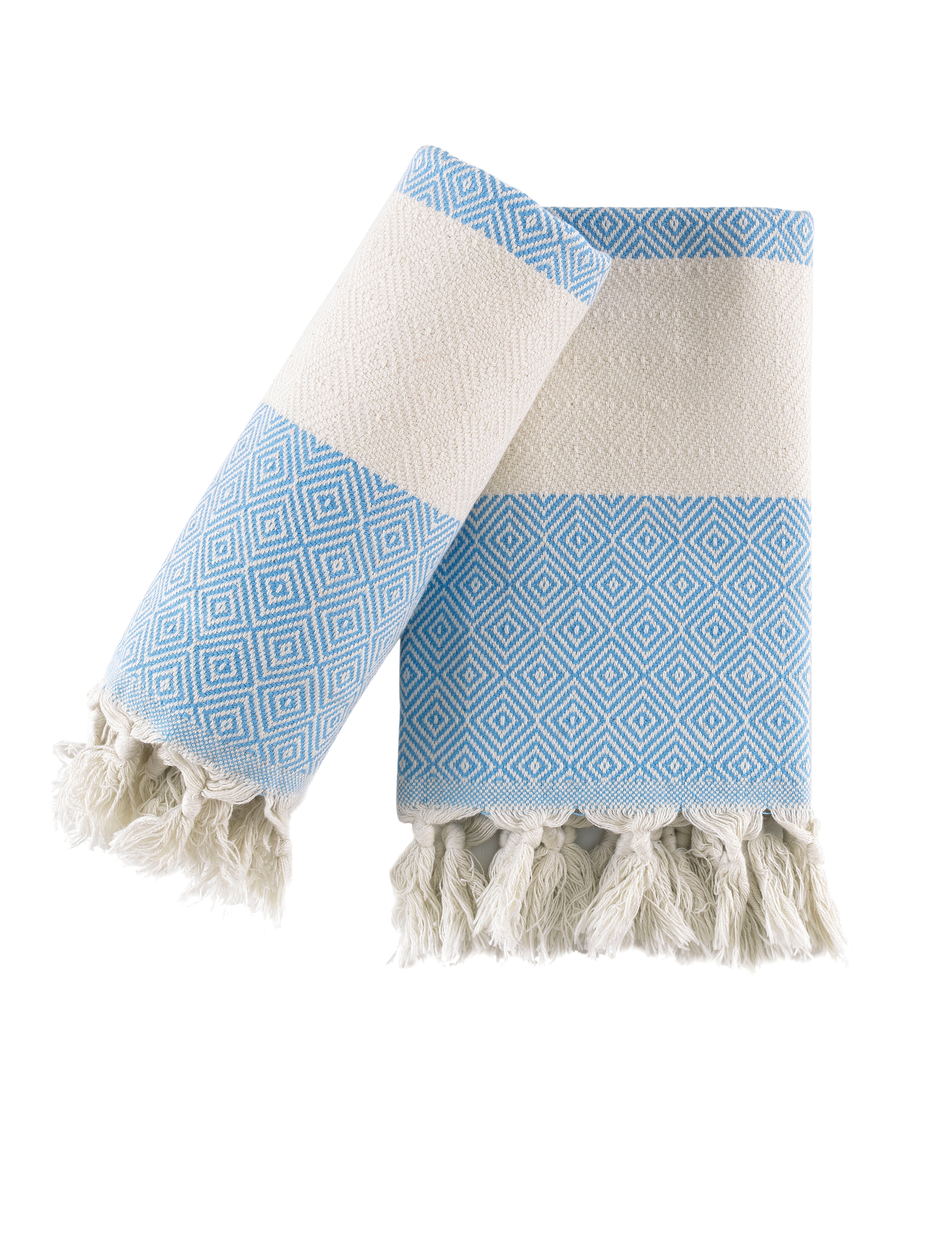 Turkish Hand Towels Set of 2 Decorative Towels for Bathroom and Kitchen - Soft, Absorbent and Quick Dry Farmhouse Towels for Hands, Hair and Face