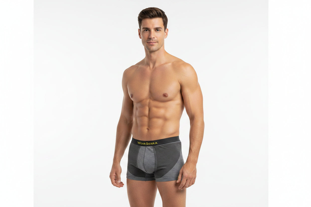 Men's Boxers, Cotton & Charcoal Infused Low Rise Trunk Underwear (2 Pack includes 1 Gray, 1 Charcoal)