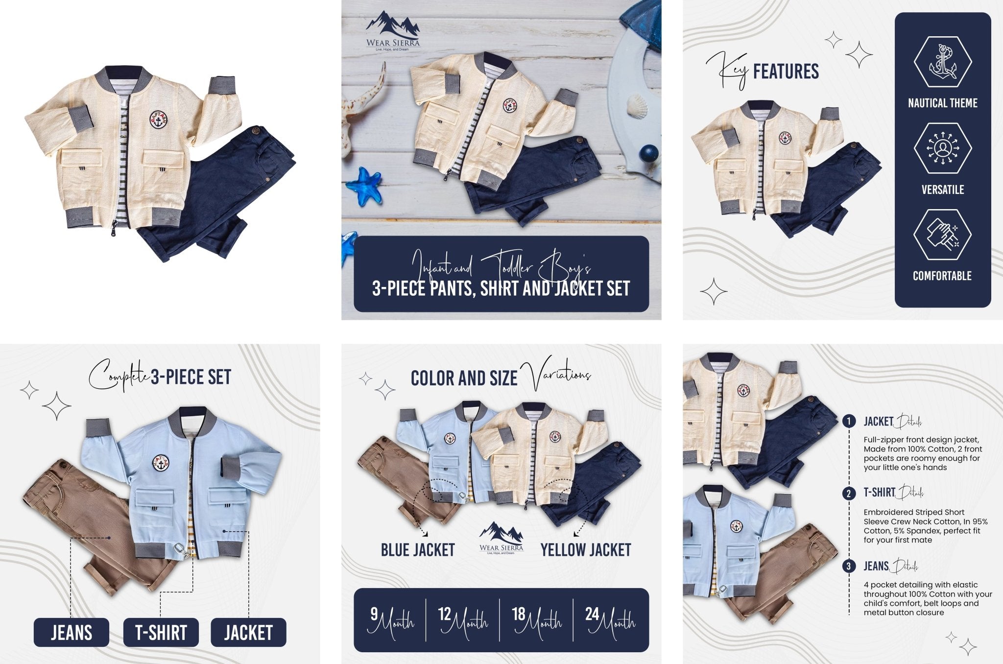 Little Boy & Toddler 3-Piece Casual Outfit - Jacket, T-Shirt & Jeans - Wear Sierra