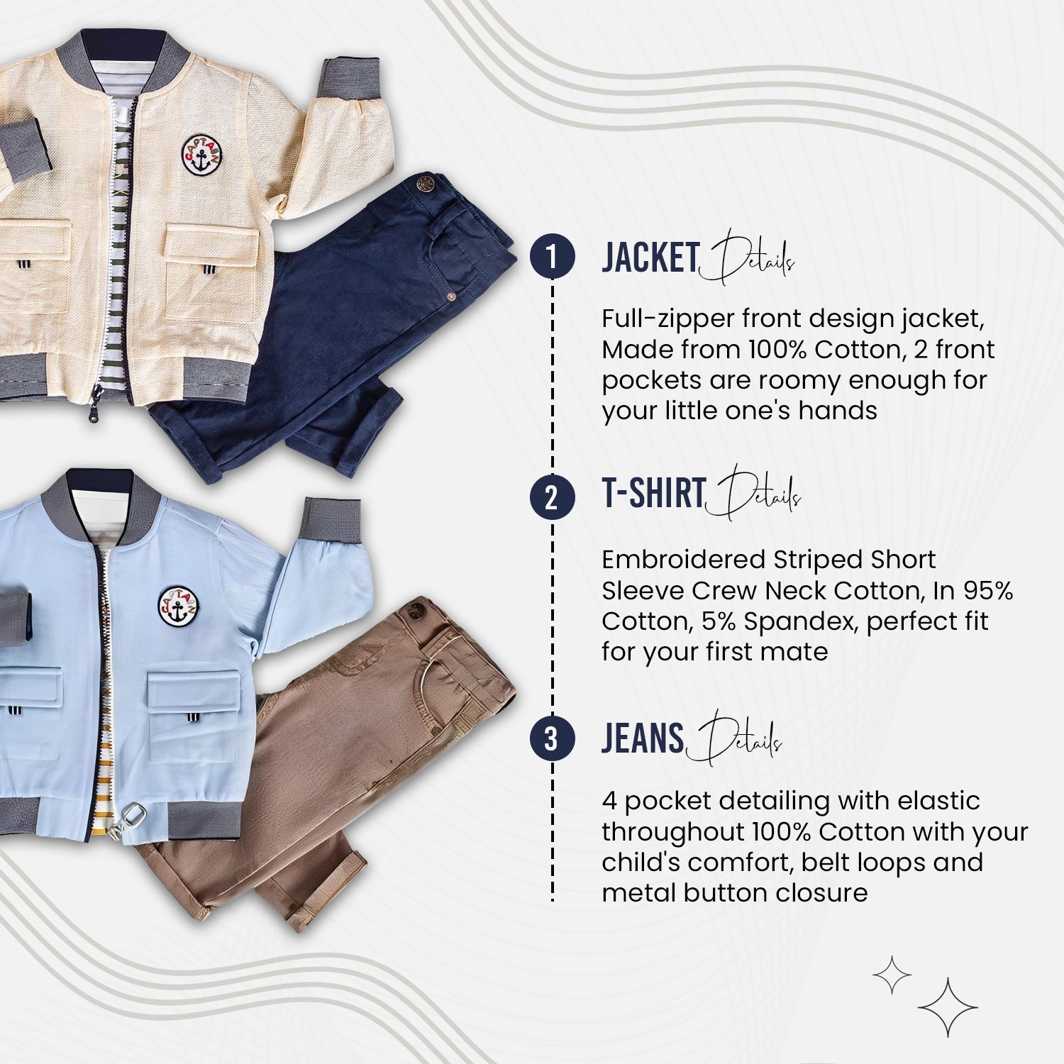 Little Boy & Toddler 3-Piece Casual Outfit - Jacket, T-Shirt & Jeans - Wear Sierra