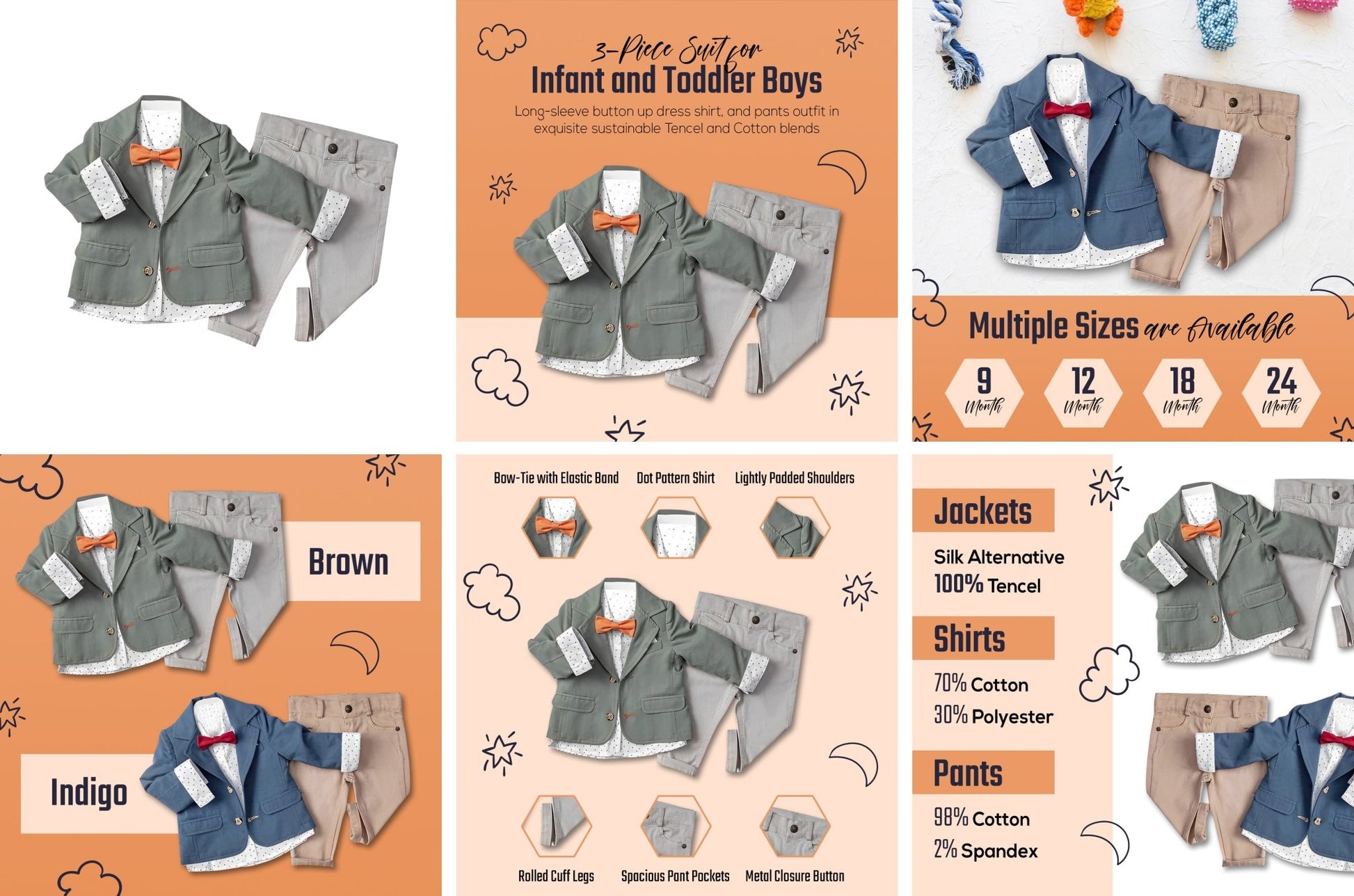 Little Boy & Toddler Boy's 3-Piece Suit with Fully Lined Jacket, Pants and Button Up Shirt - Wear Sierra