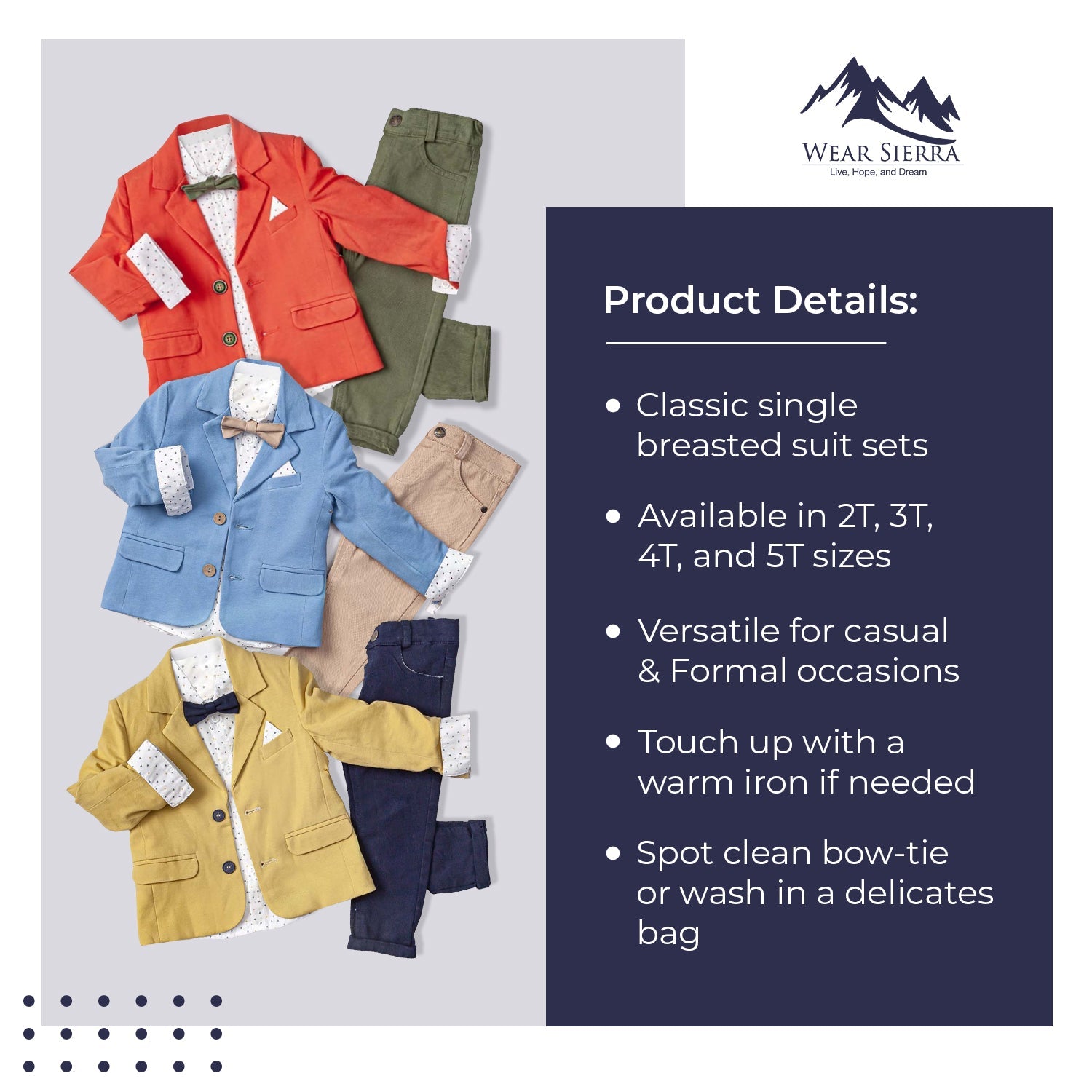 Little Boy's Colorful Suit Jacket, Pants and Button-Up Shirt 3-Piece Set - Wear Sierra