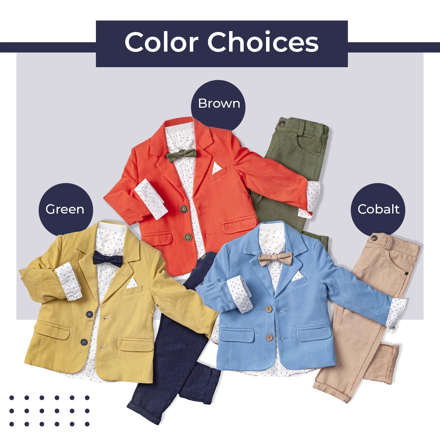 Little Boy's Colorful Suit Jacket, Pants and Button-Up Shirt 3-Piece Set - Wear Sierra