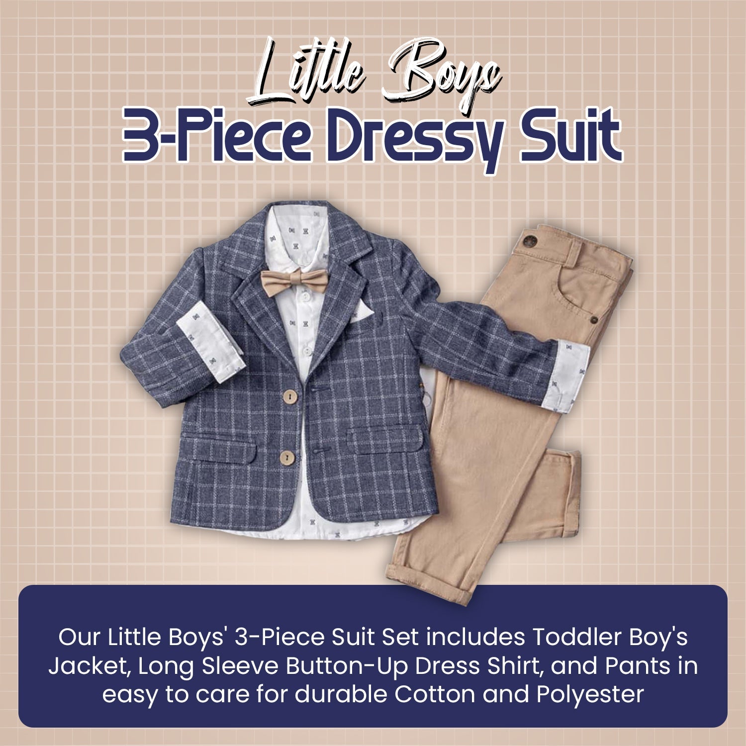 Little Boys' Jacket, Long Sleeve Button-Up Shirt and Pants 3-Piece Dressy Suit - Wear Sierra