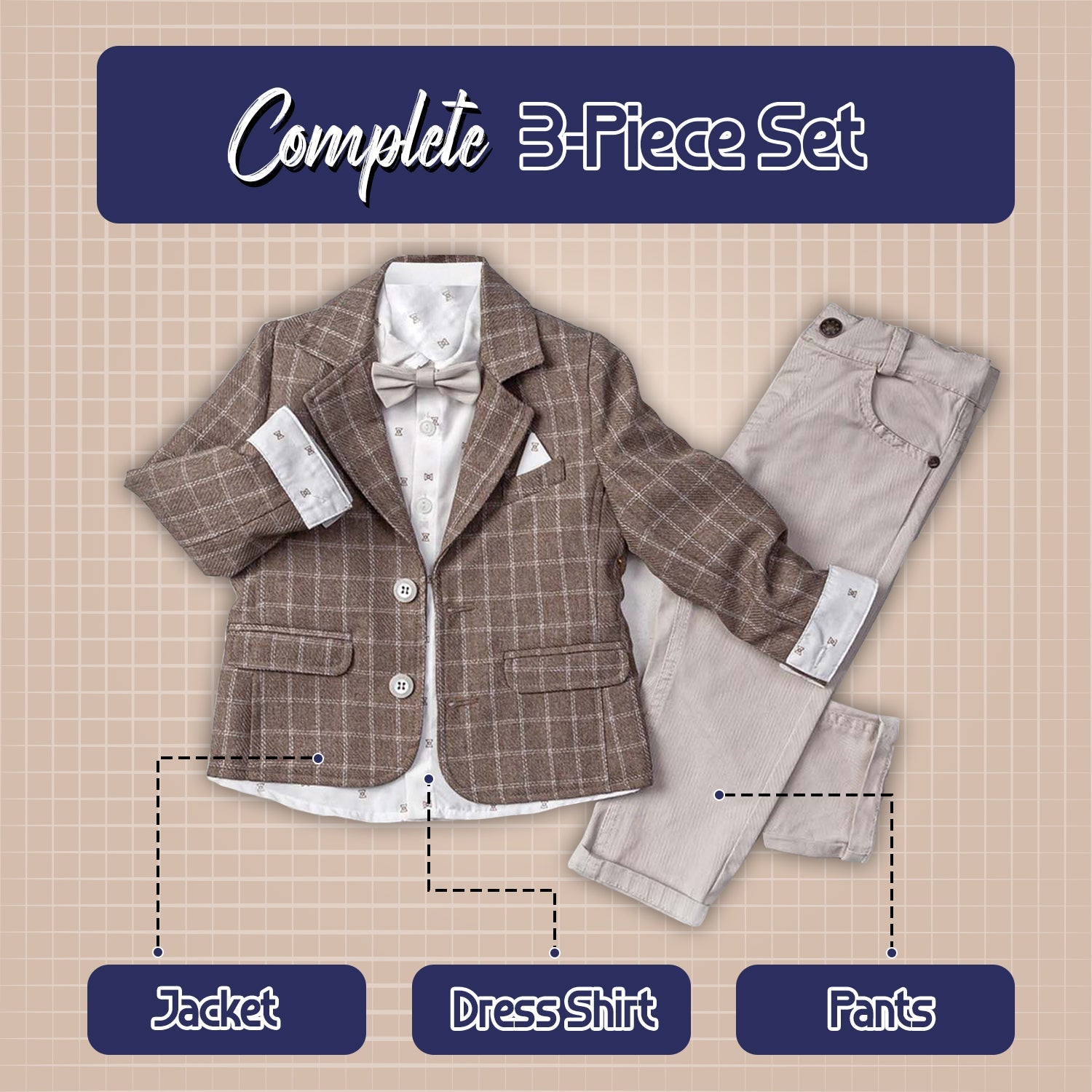 Little Boys' Jacket, Long Sleeve Button-Up Shirt and Pants 3-Piece Dressy Suit - Wear Sierra