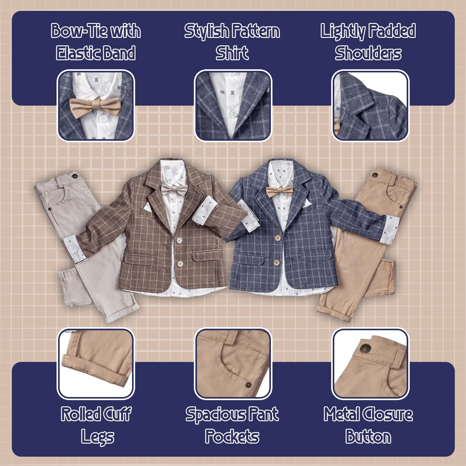 Little Boys' Jacket, Long Sleeve Button-Up Shirt and Pants 3-Piece Dressy Suit - Wear Sierra