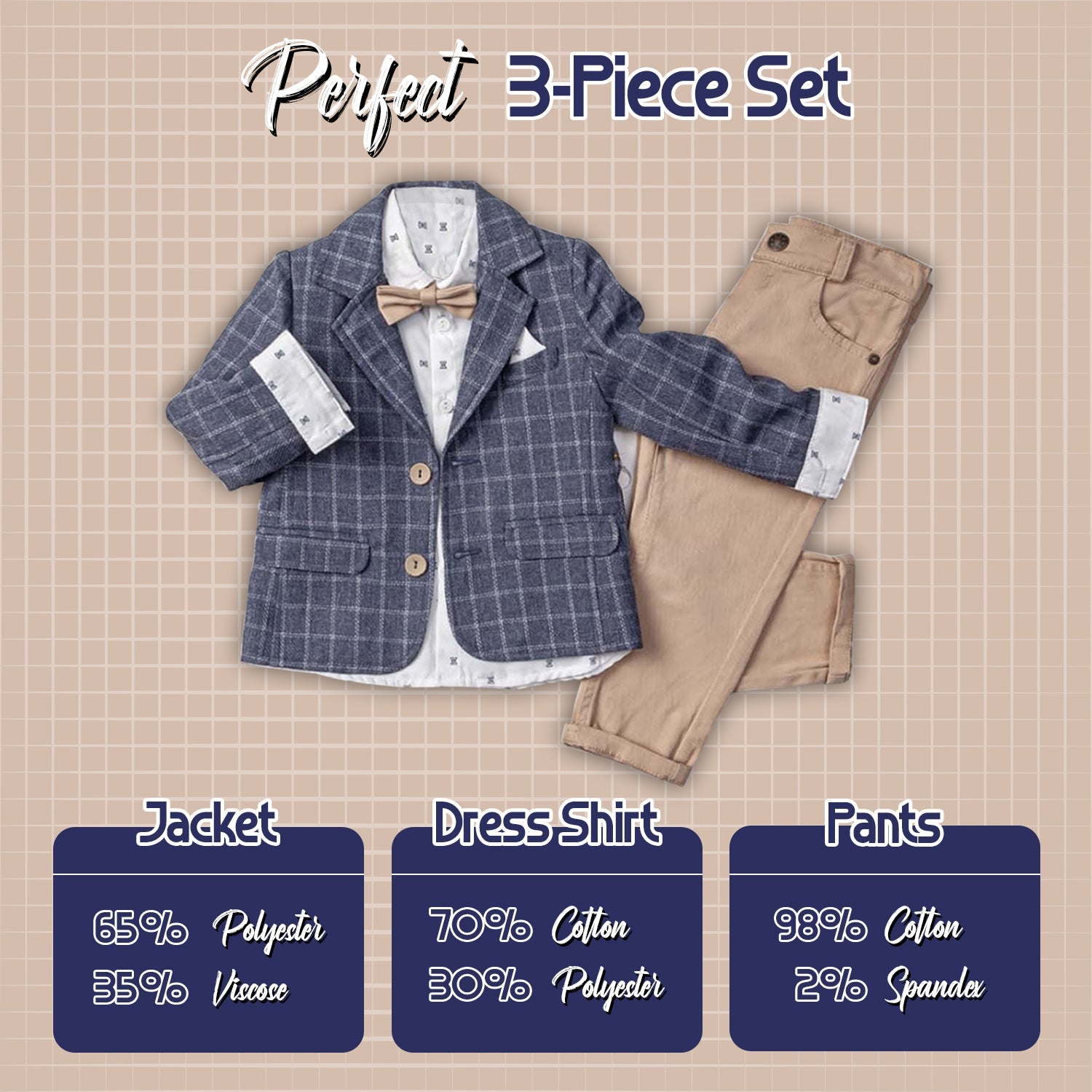 Little Boys' Jacket, Long Sleeve Button-Up Shirt and Pants 3-Piece Dressy Suit - Wear Sierra