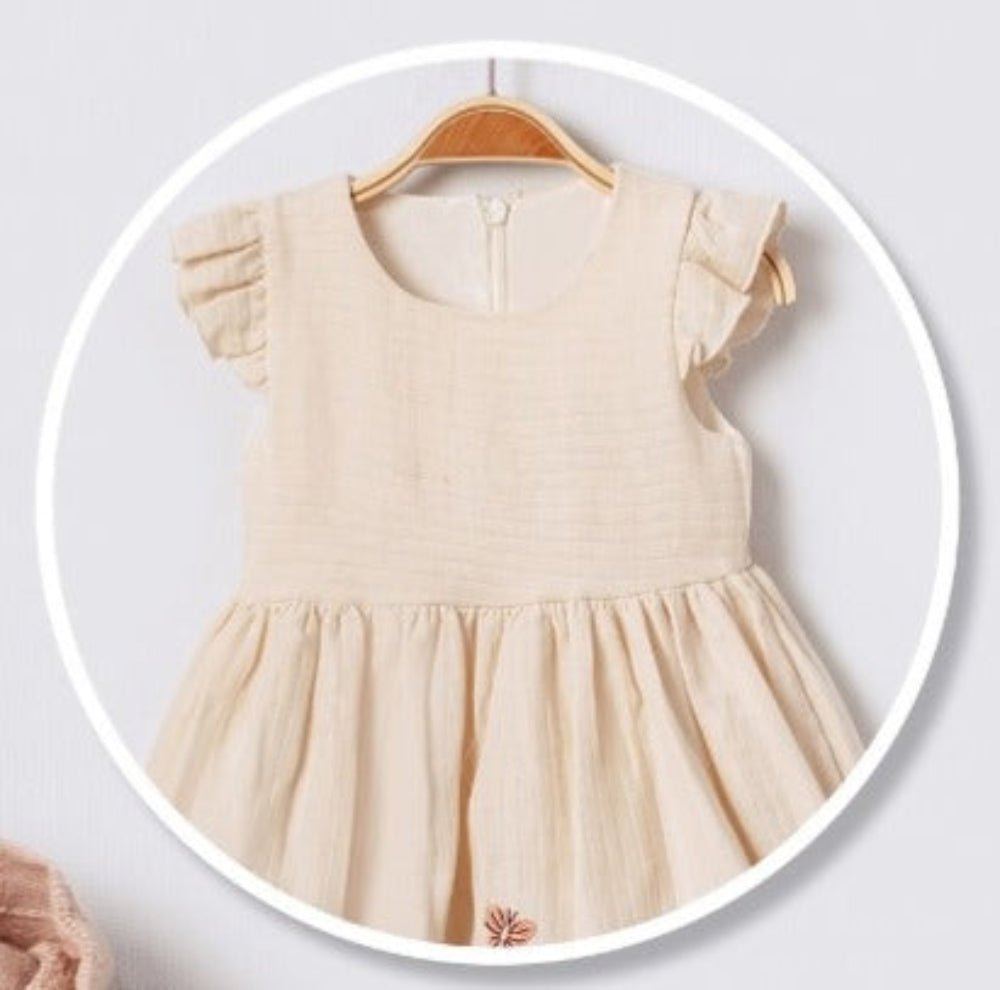 Little Girls' Dress - 2 Piece Set Pointelle and Embroidery Designed Outfit for Toddler Girls - Wear Sierra