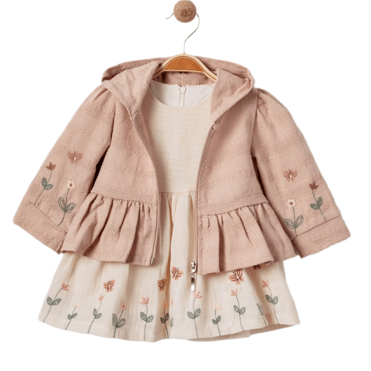 Little Girls' Dress - 2 Piece Set Pointelle and Embroidery Designed Outfit for Toddler Girls - Wear Sierra