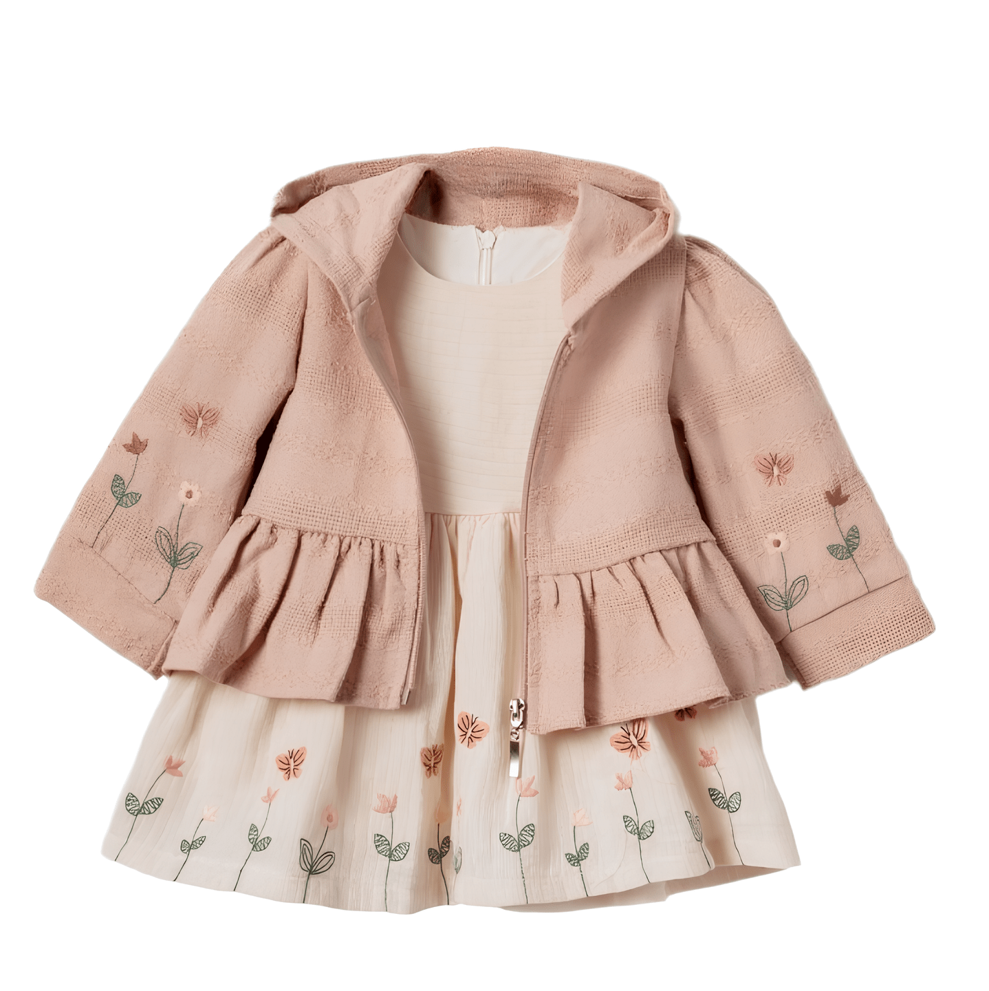 Little Girls' Dress - 2 Piece Set Pointelle and Embroidery Designed Outfit for Toddler Girls - Wear Sierra