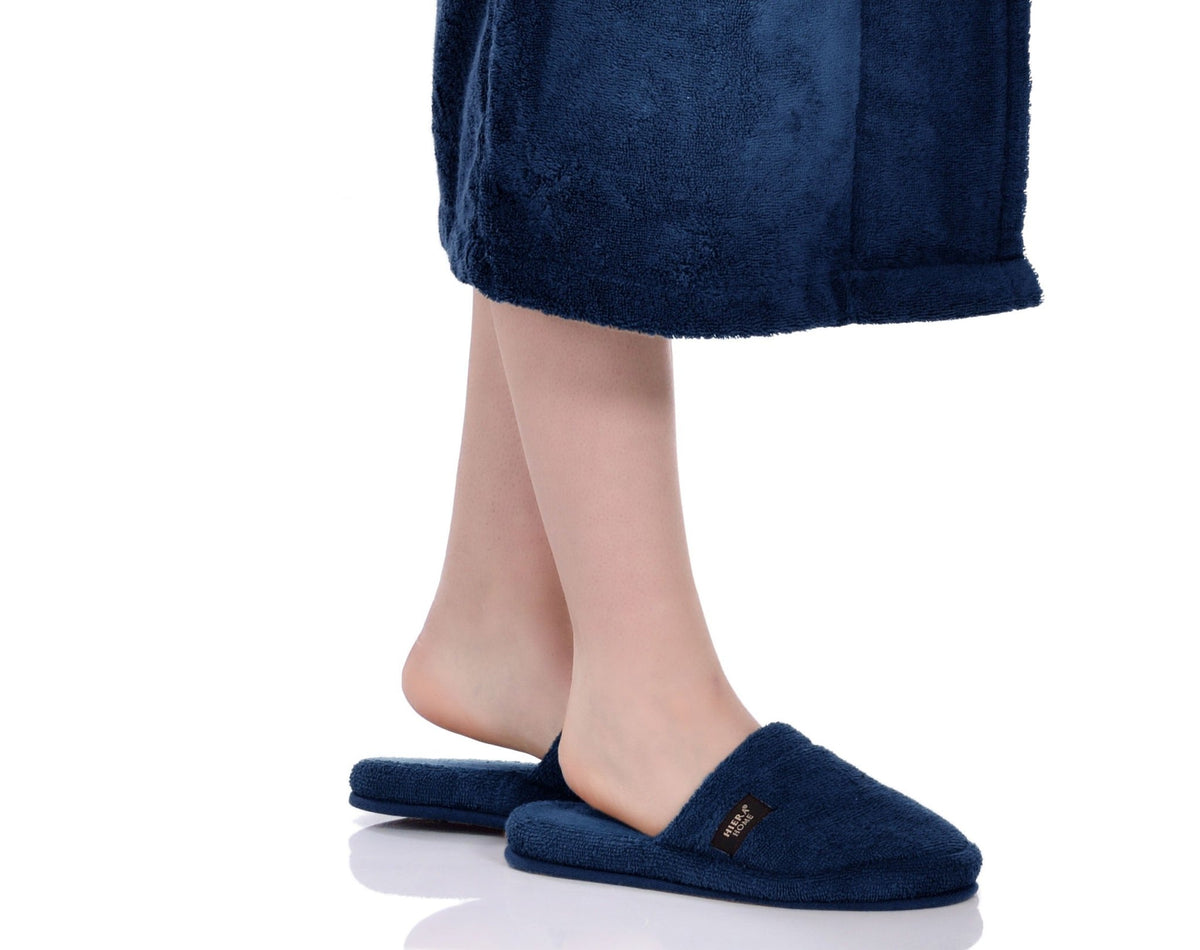 Luxury Non-Slip House Slippers in Turkish Cotton, Hotel Style Ultra Soft, Spa-Level Closed Toe Bath Slippers for Men & Women - Wear Sierra
