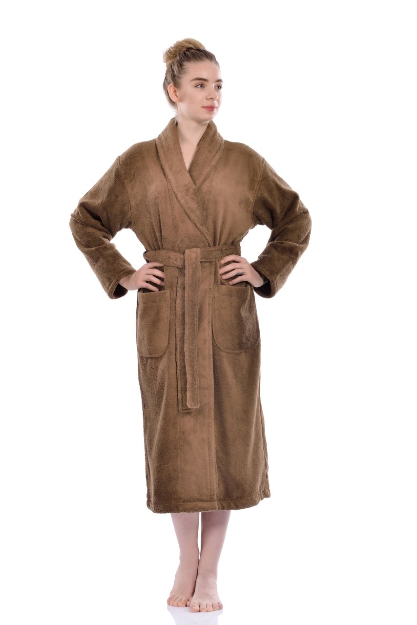Luxury Turkish Bath Robes for Him & Her, 100% Turkish Cotton, Hotel Style Ultra Soft Robes For Home and Bath - Soft Shawl Collar Bathrobe with Adjustable Belt in X-Small / Small - Wear Sierra