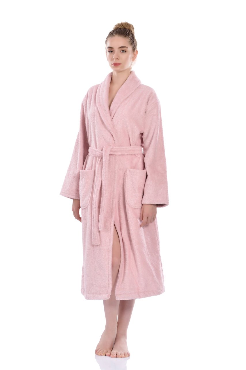 Luxury Turkish Bath Robes for Him & Her, 100% Turkish Cotton, Hotel Style Ultra Soft Robes For Home and Bath - Soft Shawl Collar Bathrobe with Adjustable Belt in X-Small / Small - Wear Sierra