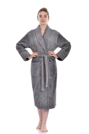 Luxury Turkish Bath Robes for Him & Her, 100% Turkish Cotton, Hotel Style Ultra Soft Robes For Home and Bath - Soft Shawl Collar Bathrobe with Adjustable Belt in X-Small / Small - Wear Sierra