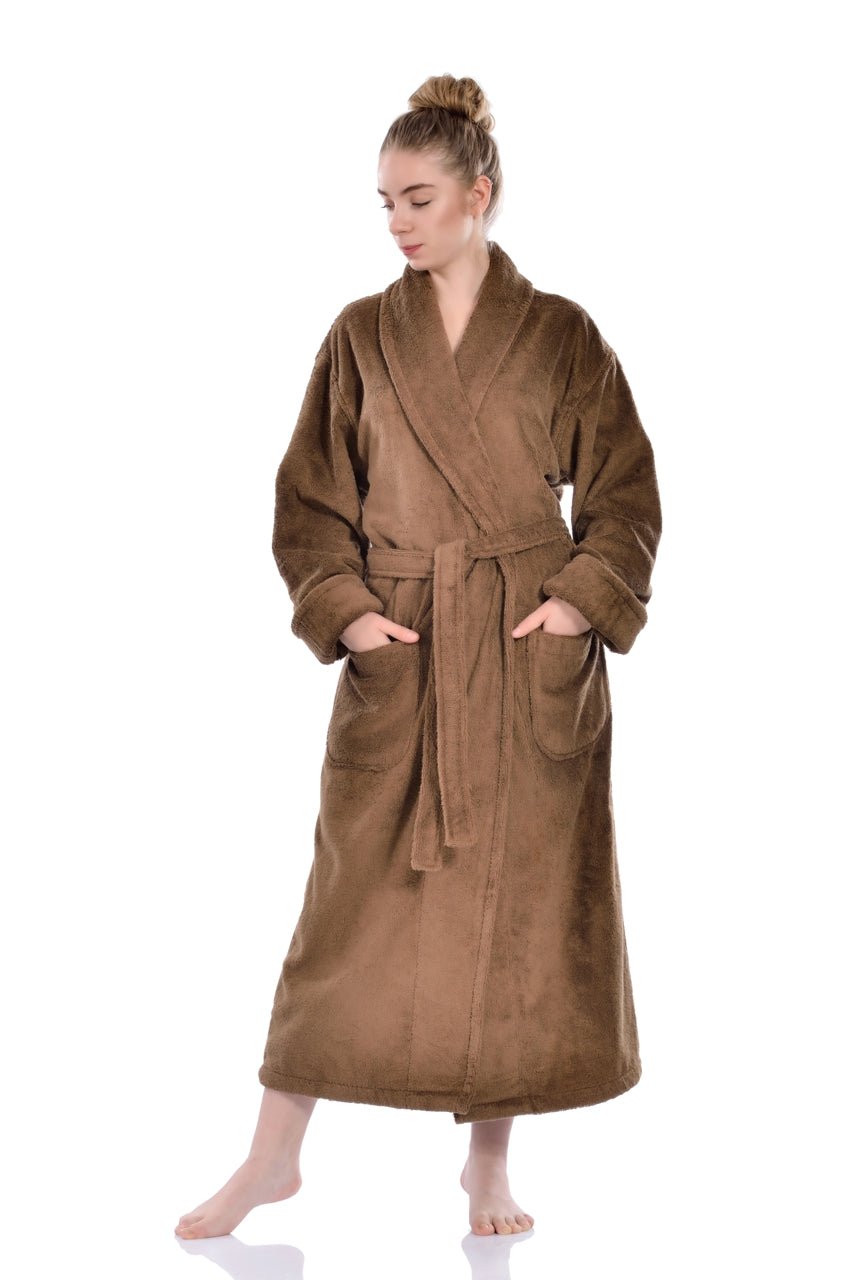 Luxury Turkish Bath Robes for Men & Women, 100% Turkish Cotton, Hotel Style Ultra Soft Robes For Home and Bath - Soft Shawl Collar Bathrobe with Adjustable Belt for Him & Her (One Size Fits Most) - Wear Sierra