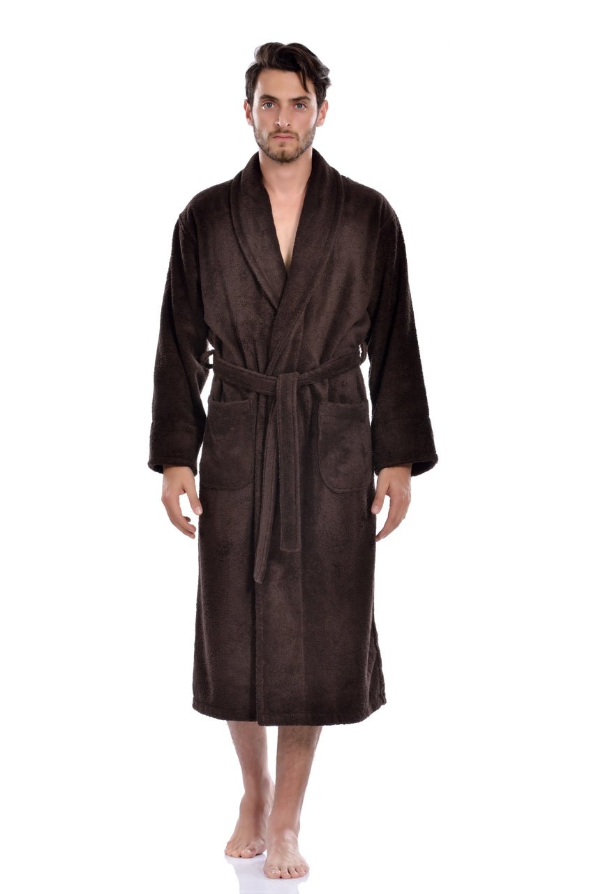 Luxury Turkish Bath Robes for Men & Women, 100% Turkish Cotton, Hotel Style Ultra Soft Robes For Home and Bath - Soft Shawl Collar Bathrobe with Adjustable Belt for Him & Her (One Size Fits Most) - Wear Sierra