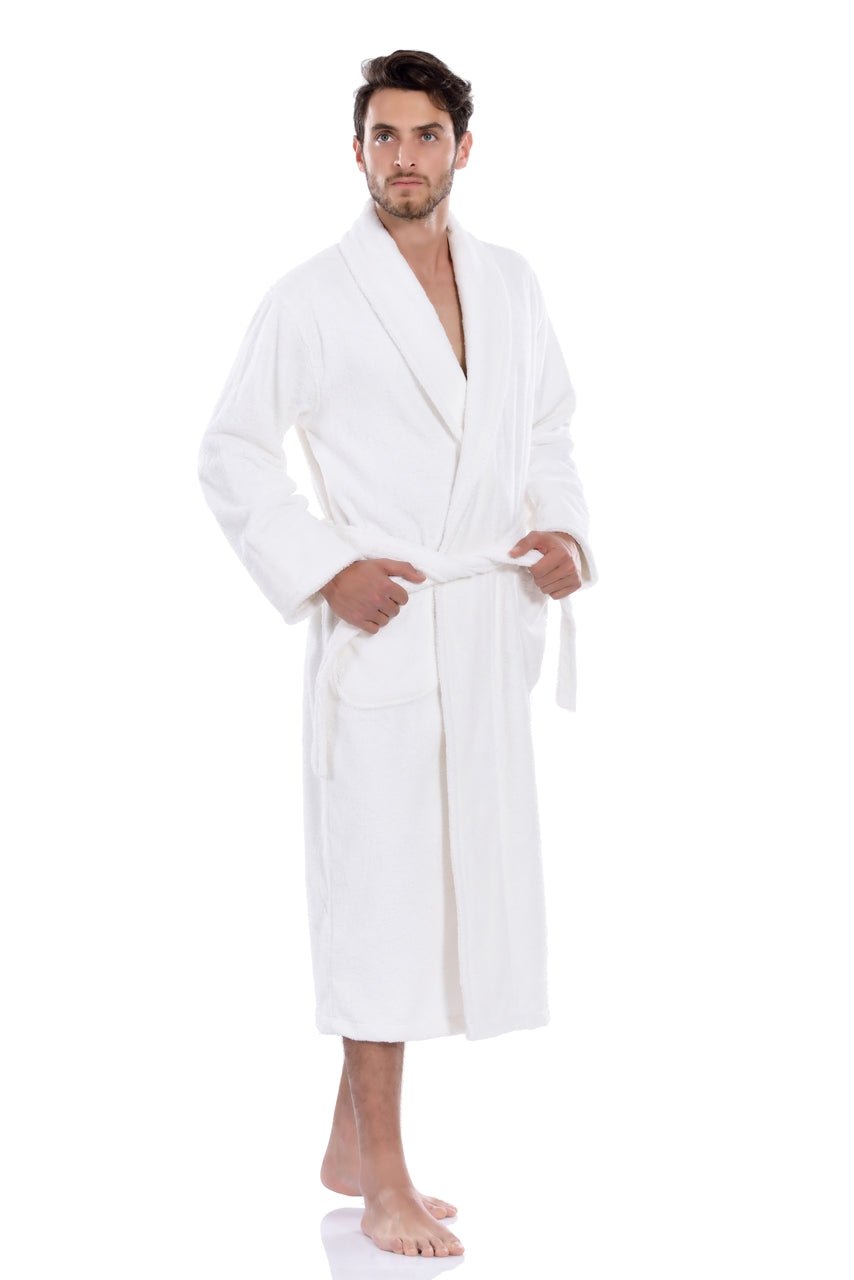 Luxury Turkish Bath Robes for Men & Women, 100% Turkish Cotton, Hotel Style Ultra Soft Robes For Home and Bath - Soft Shawl Collar Bathrobe with Adjustable Belt for Him & Her (One Size Fits Most) - Wear Sierra