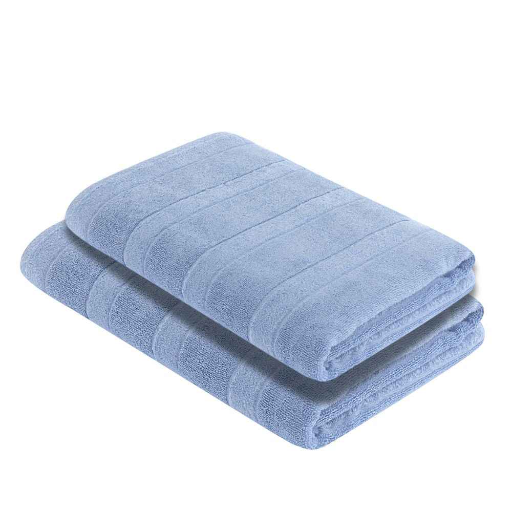 Luxury Turkish Bath Towels, 100% Turkish Cotton, Quick Drying, High Absorbency, Ultra Soft Towels For Home and Bath, Oversized 30"W x 55"L 2-Piece Plush Bath Towels, Vetro Design - Wear Sierra