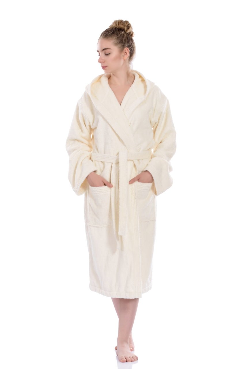 Luxury Turkish Hooded Bath Robes for Men & Women, 100% Turkish Cotton, Hotel Style Ultra Soft, Hooded Robes For Home and Bath - Bathrobe with Adjustable Belt for Him & Her in Sizes X-Large & Medium - Wear Sierra