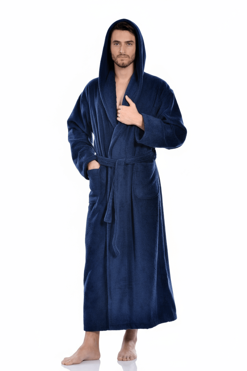 Luxury Turkish Hooded Bath Robes for Men & Women, 100% Turkish Cotton, Hotel Style Ultra Soft, Hooded Robes For Home and Bath - Bathrobe with Adjustable Belt for Him & Her in Sizes X-Large & Medium - Wear Sierra
