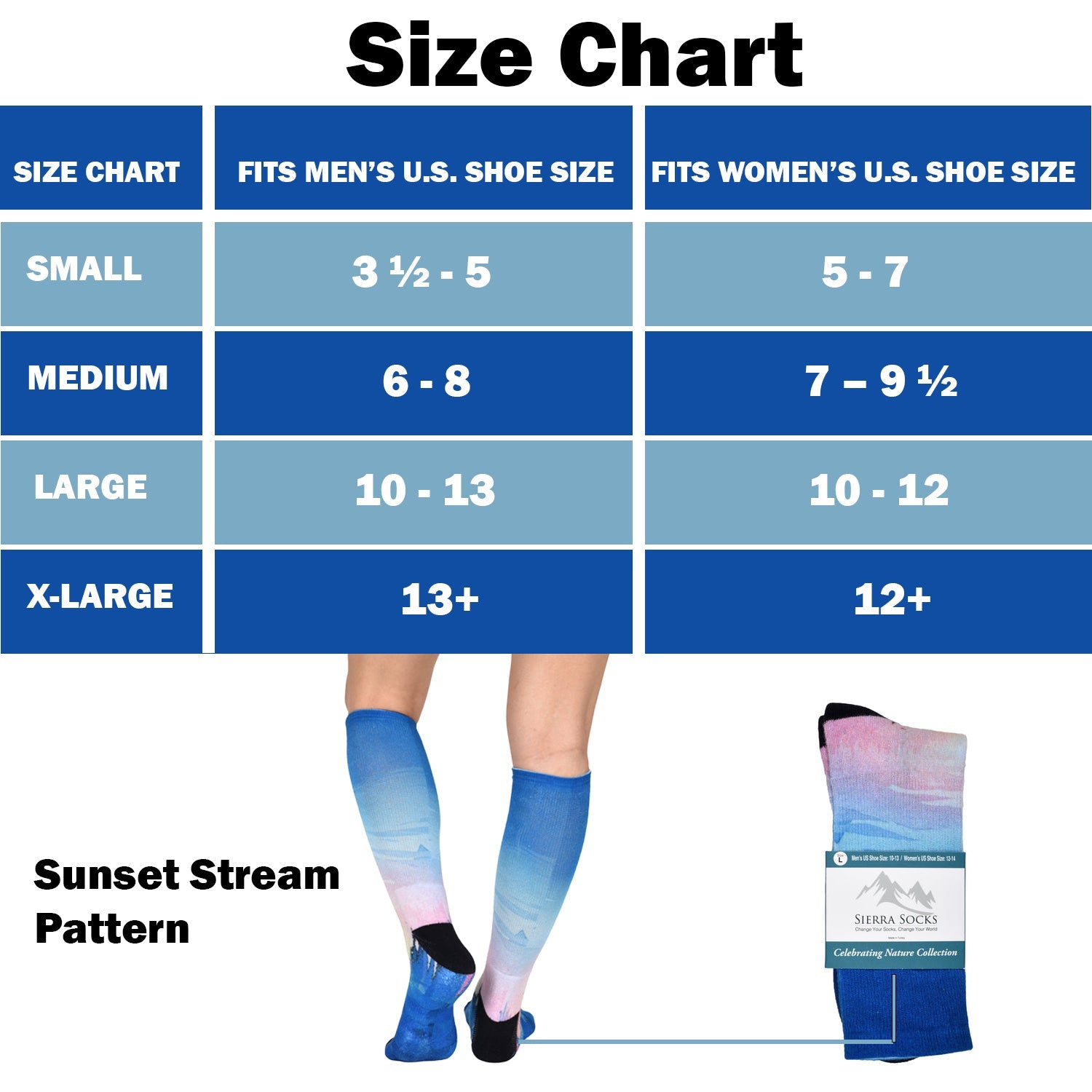 Men & Women's CoolMax Knee-High Socks, Nature Inspired Collection for Men & Women Eco-Friendly Knee High Socks - Wear Sierra