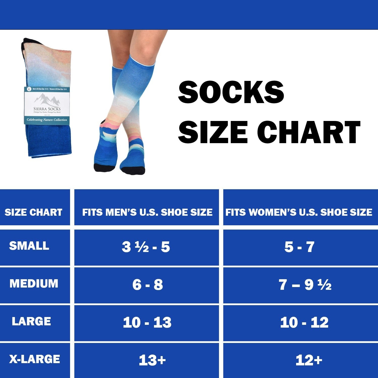 Men & Women's CoolMax Knee-High Socks, Nature Inspired Collection for Men & Women Eco-Friendly Knee High Socks - Wear Sierra