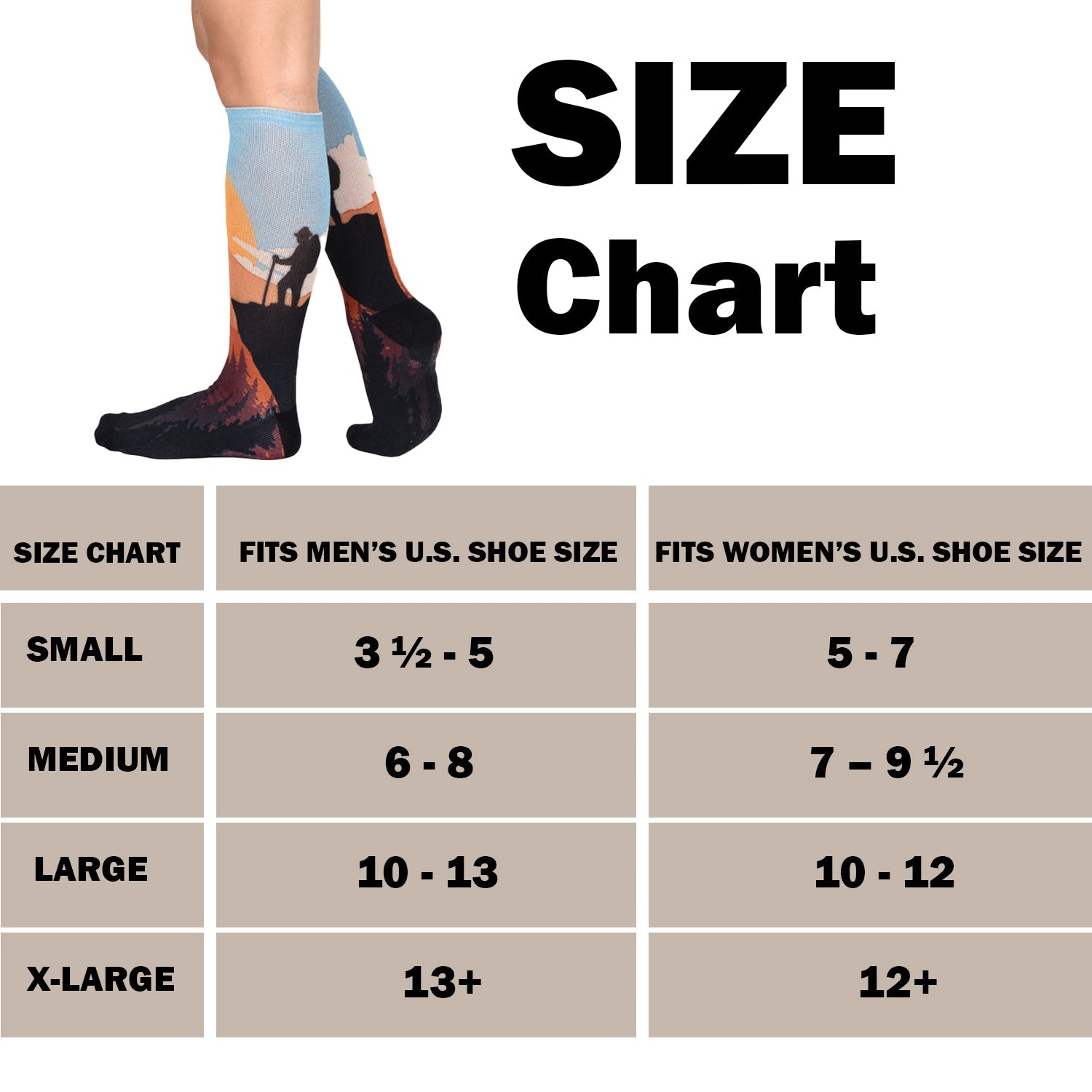 Men & Women's CoolMax Knee-High Socks, Nature Inspired Collection for Men & Women Eco-Friendly Knee High Socks - Wear Sierra