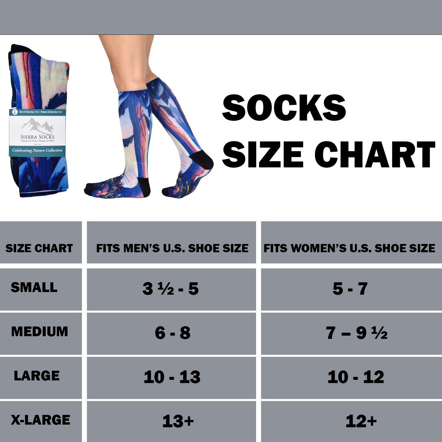 Men & Women's CoolMax Knee-High Socks, Nature Inspired Collection for Men & Women Eco-Friendly Knee High Socks - Wear Sierra