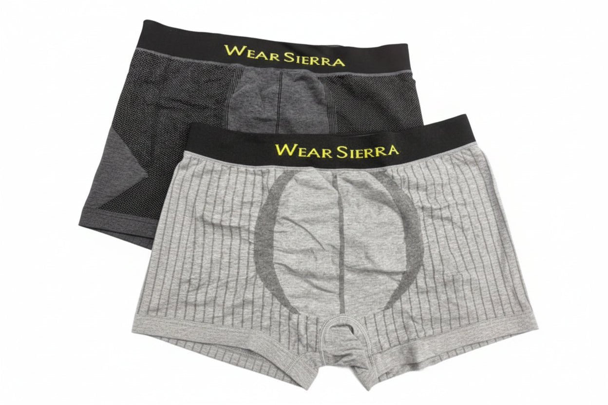 Men's Boxers, Cotton & Charcoal Infused Low Rise Trunk Underwear (2 Pack includes 1 Gray, 1 Charcoal) - Wear Sierra