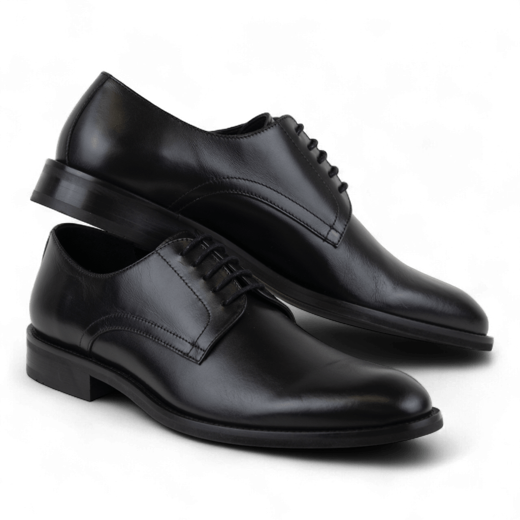 Men's Classic Leather Lace Up Dress Shoes in All Black (Heraclitus Style) - Wear Sierra