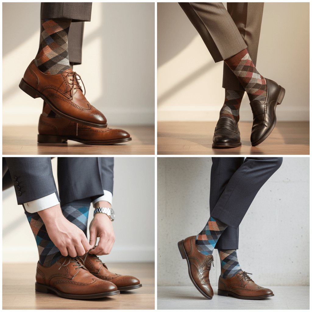 Men's Colorful Combed Cotton Socks - Argyle Pattern (3 Pair Packs) - Wear Sierra