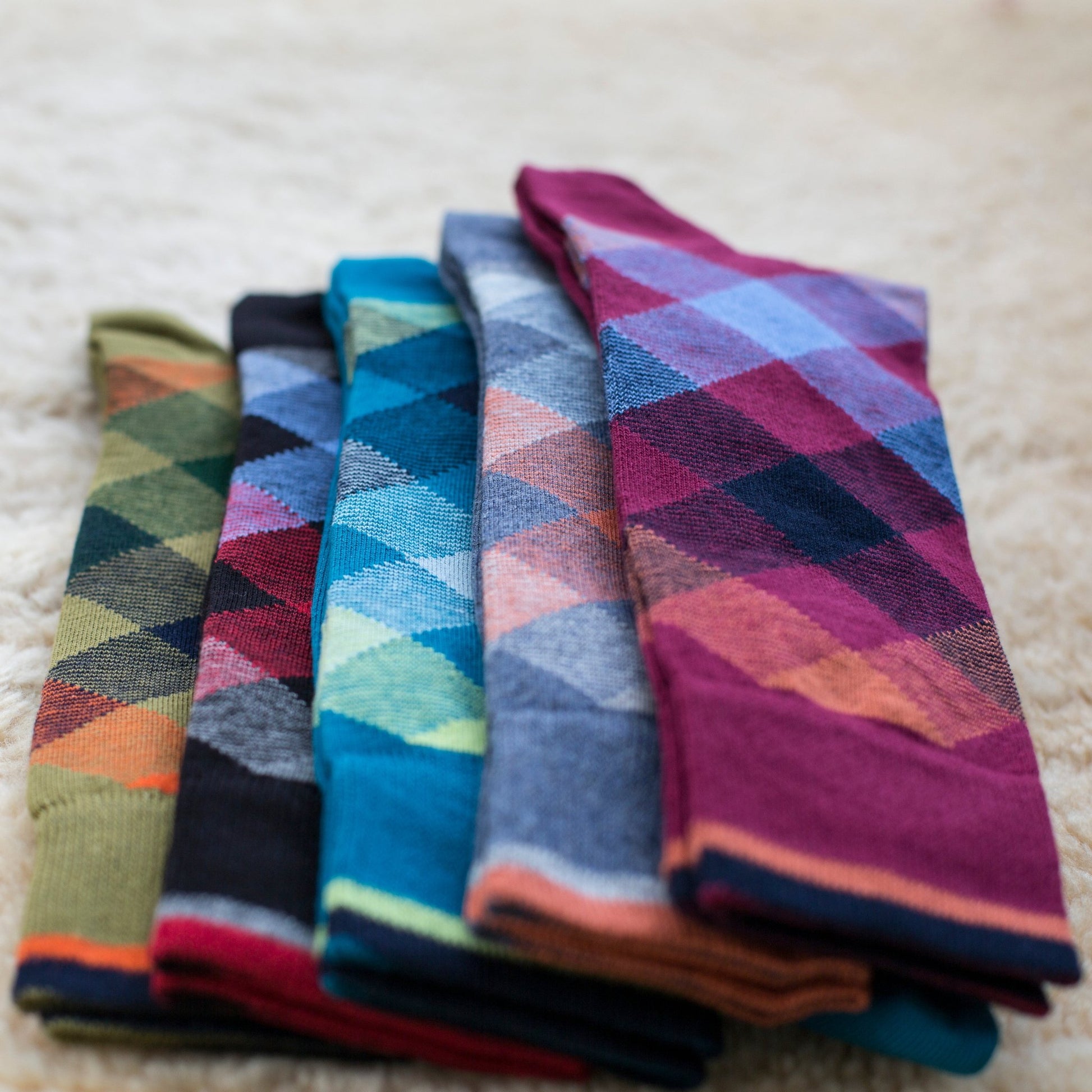Men's Colorful Combed Cotton Socks - Argyle Pattern (3 Pair Packs) - Wear Sierra