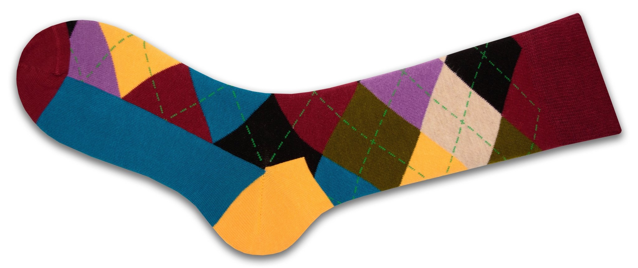 Men's Colorful Crew Socks in Combed Cotton (Argyle 3 Pair Packs) - Wear Sierra