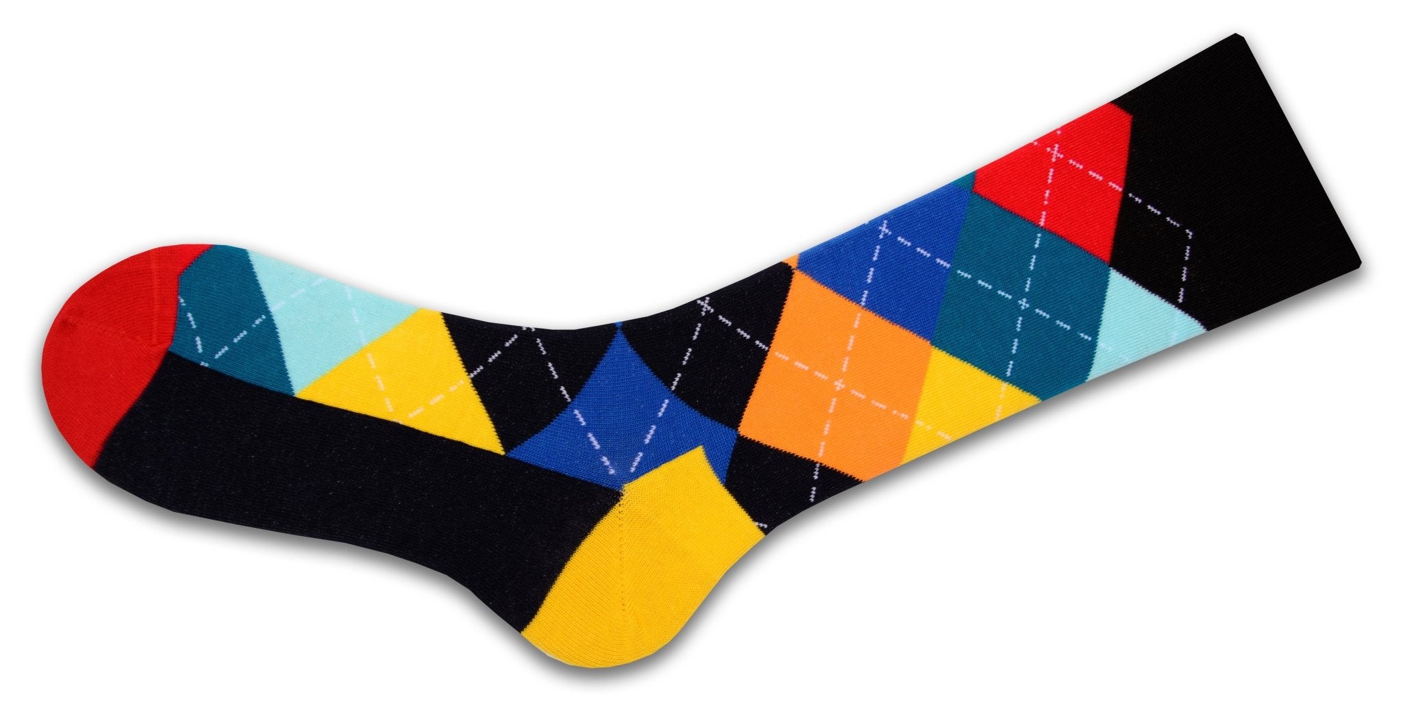 Men's Colorful Crew Socks in Combed Cotton (Argyle 3 Pair Packs) - Wear Sierra