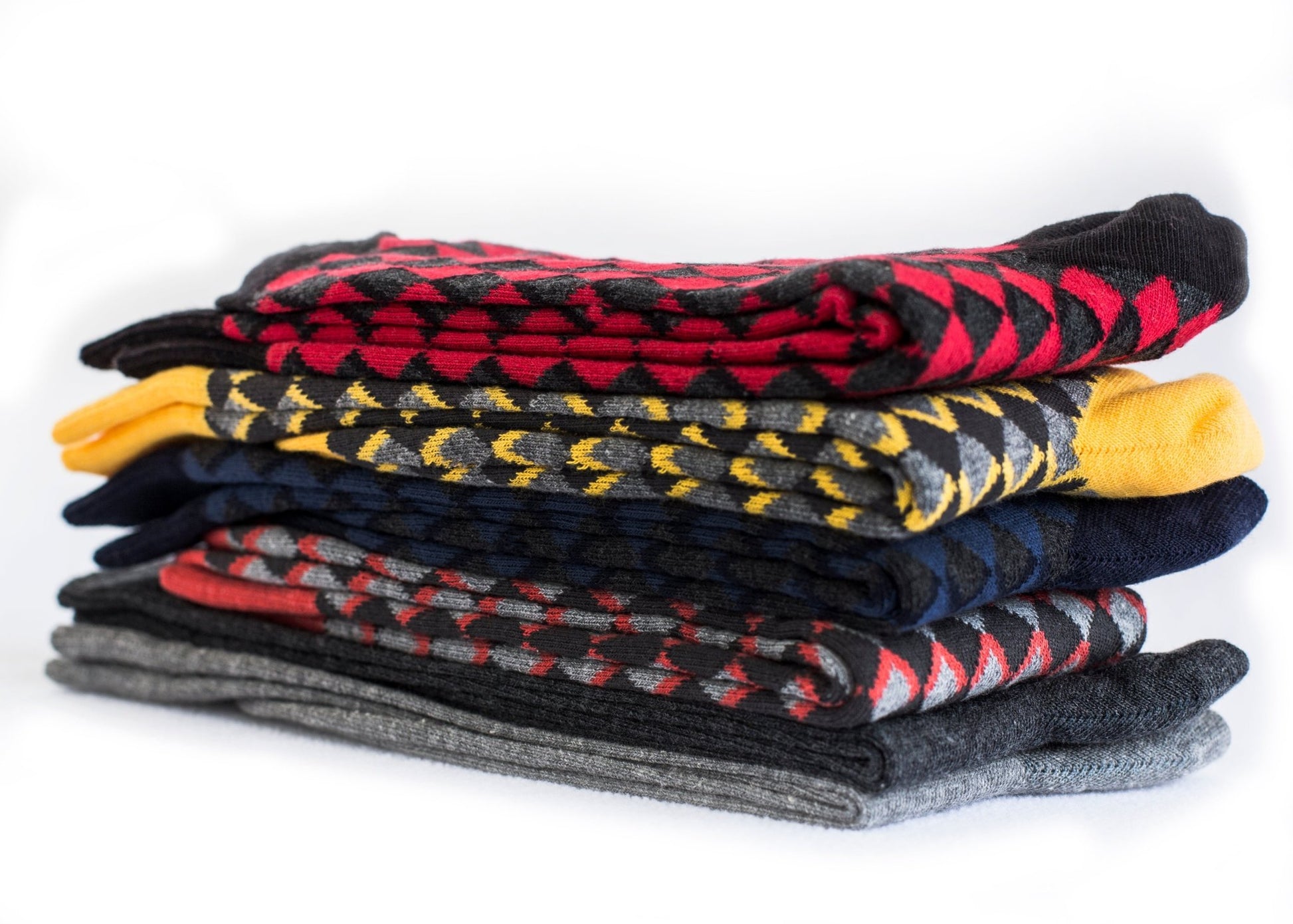 Men's Combed Cotton Crew Socks - Diamond Pattern 3 Pair Packs - Wear Sierra