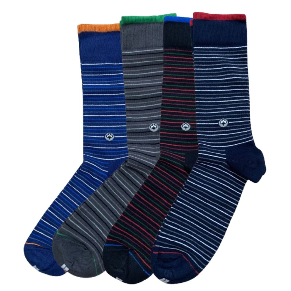 Men’s Cotton Crew Dress Socks – Breathable, Soft & Silky Comfort - 4 Pair Boxed Set - Ready for Gift Giving! - Wear Sierra
