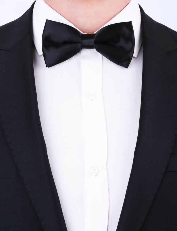 Men's Custom Pre-Tied Sateen Bow Tie Black Bow Tie For Him, Perfect for Wedding, Prom and Black Tie Events - Wear Sierra