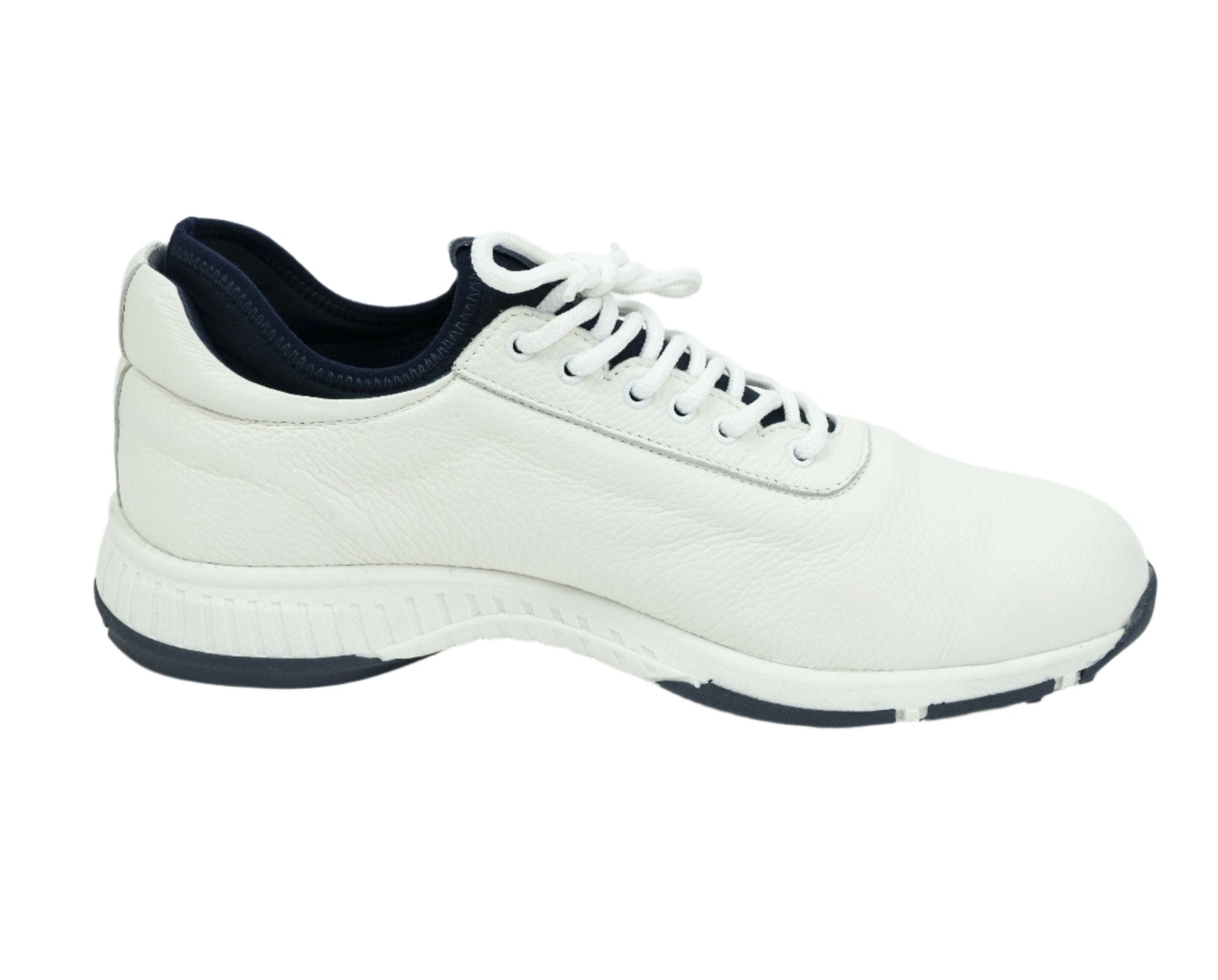 Men's Deerskin Ace Golf Shoes White & Navy - Wear Sierra