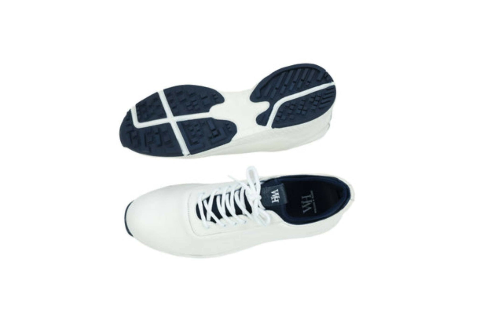 Men's Deerskin Ace Golf Shoes White & Navy - Wear Sierra