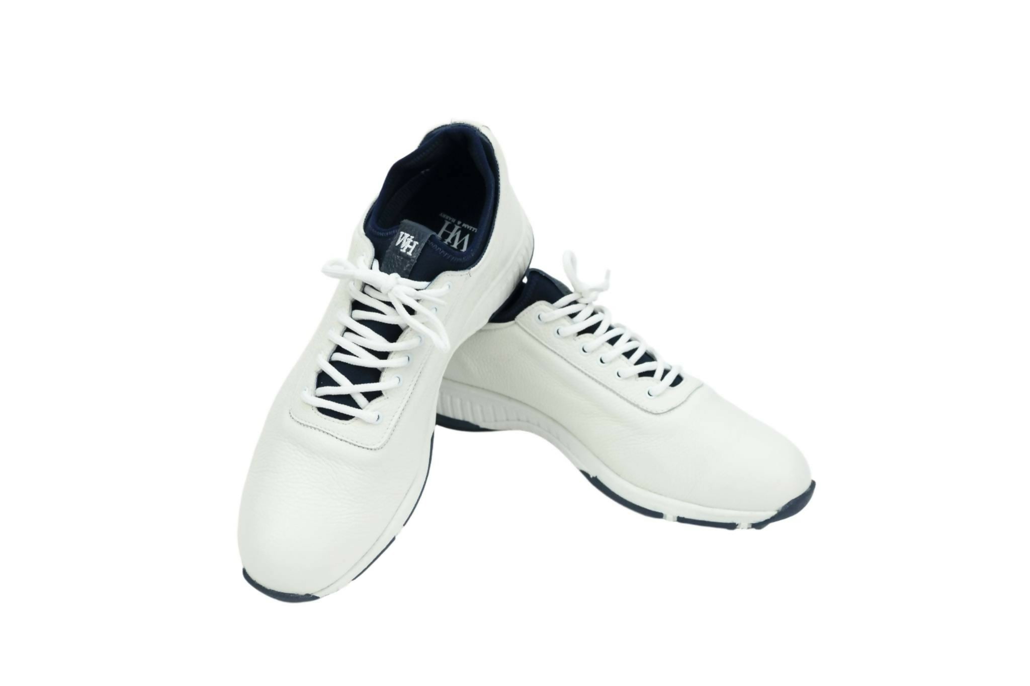 Men's Deerskin Ace Golf Shoes White & Navy - Wear Sierra
