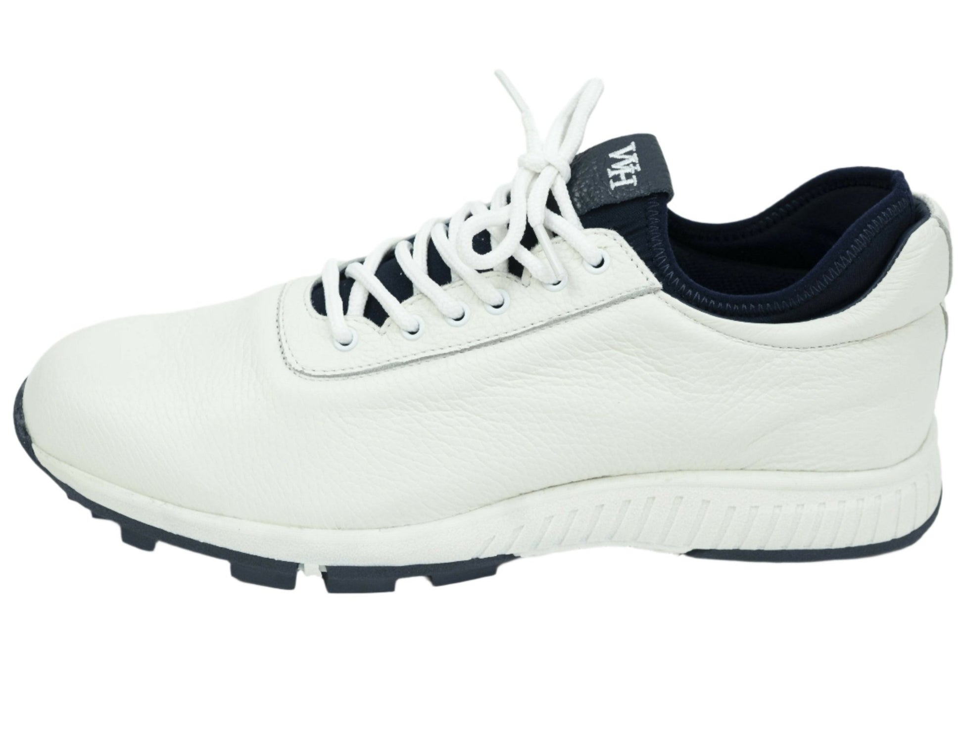 Men's Deerskin Ace Golf Shoes White & Navy - Wear Sierra