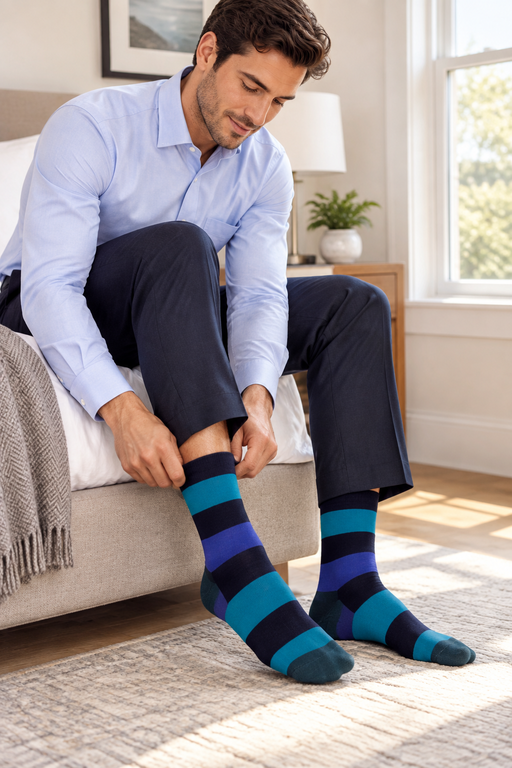 Men's Combed Cotton Patterned Dress Socks – 3 Pair Packs