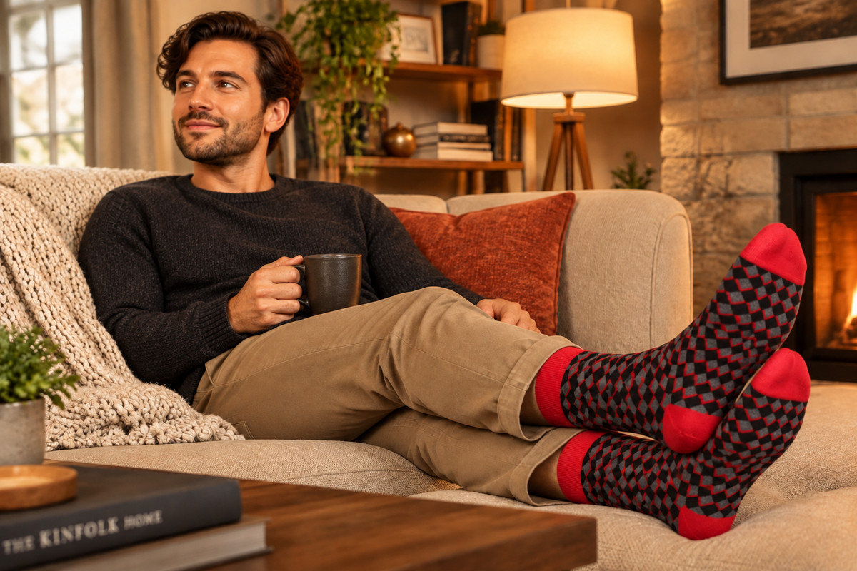 Men's Combed Cotton Patterned Dress Socks - 3 Pair Pack