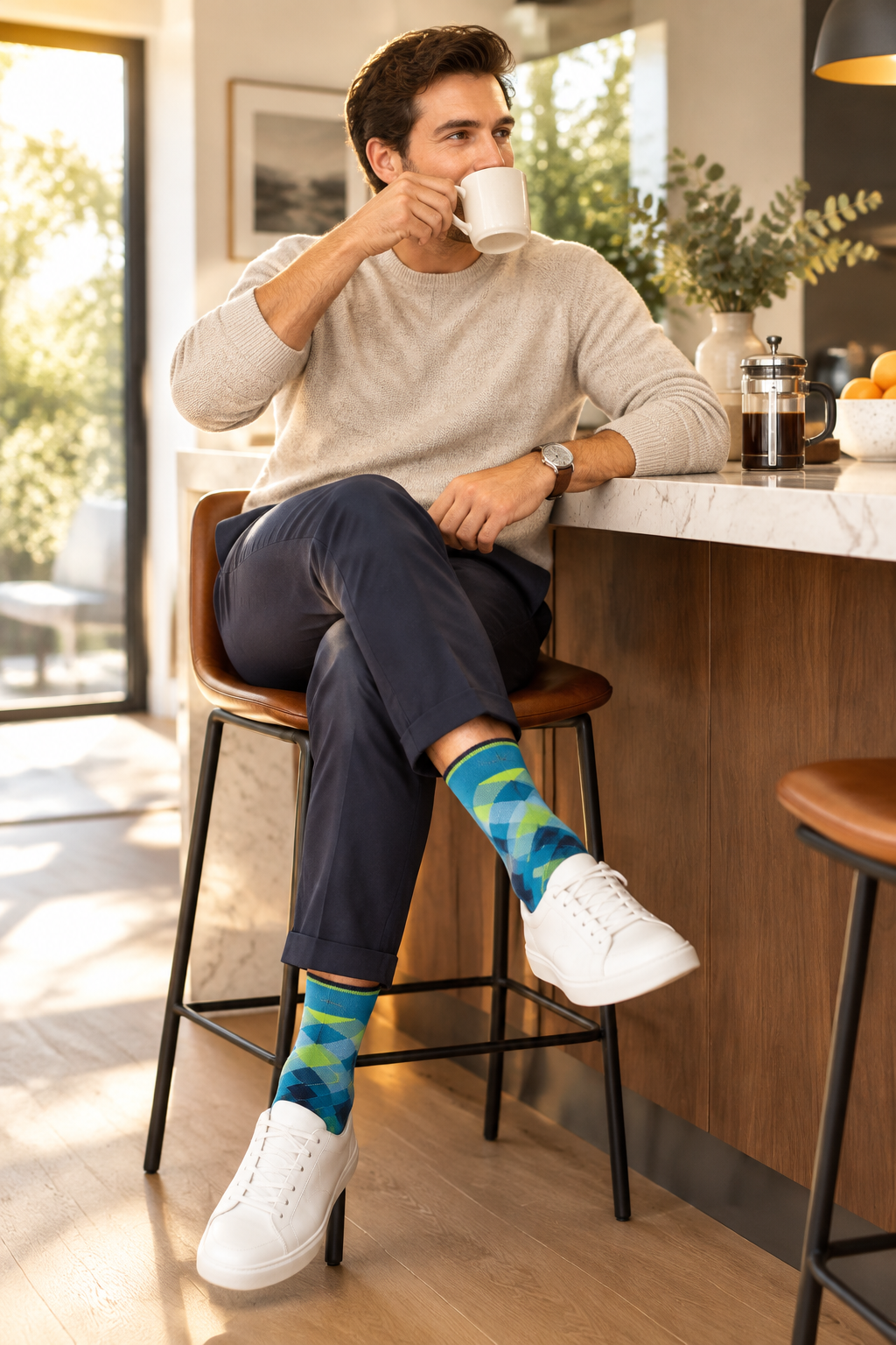 Men's Combed Cotton Patterned Dress Socks – 3 Pair Pack