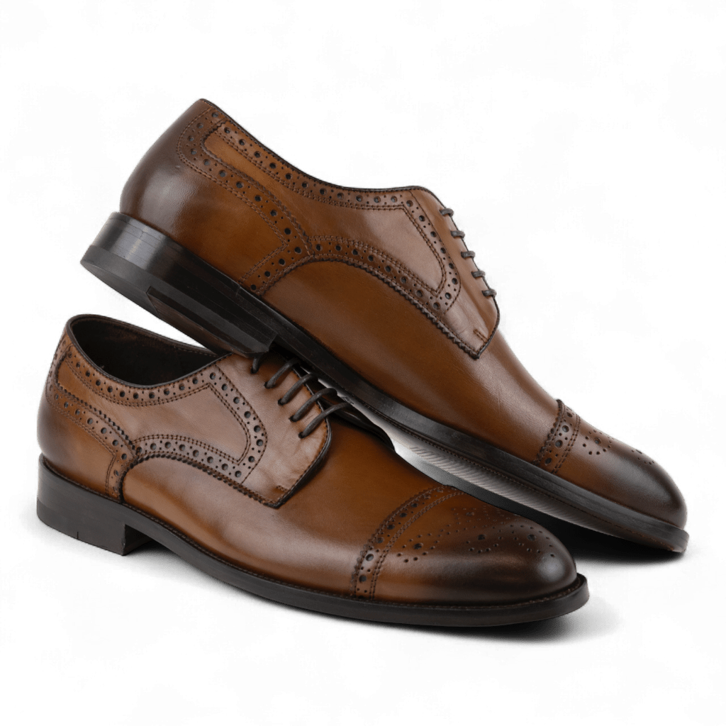 Men's Leather Brogue Derby Dress Shoes (Cicero Style) - Wear Sierra
