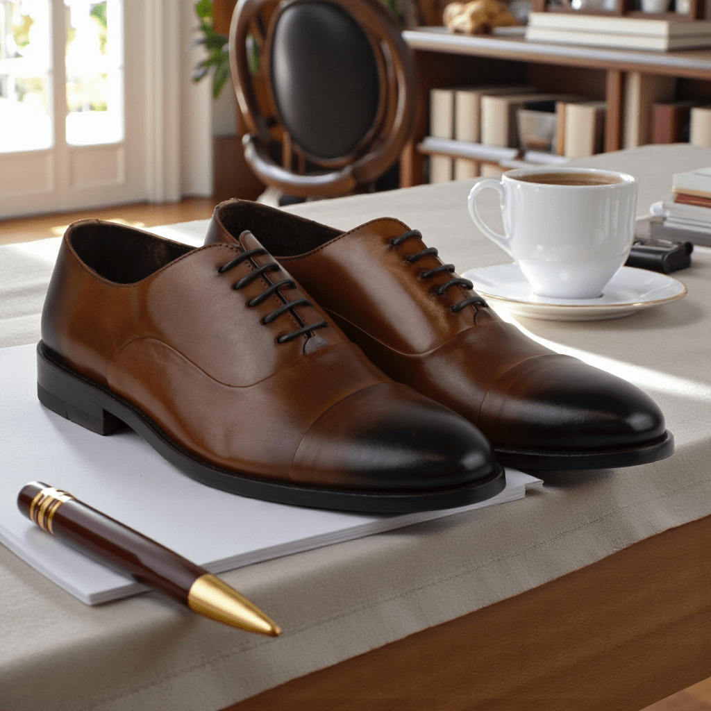 Men's Leather Cap-Toe Oxford Dress Shoes (Gorgias Style) - Wear Sierra