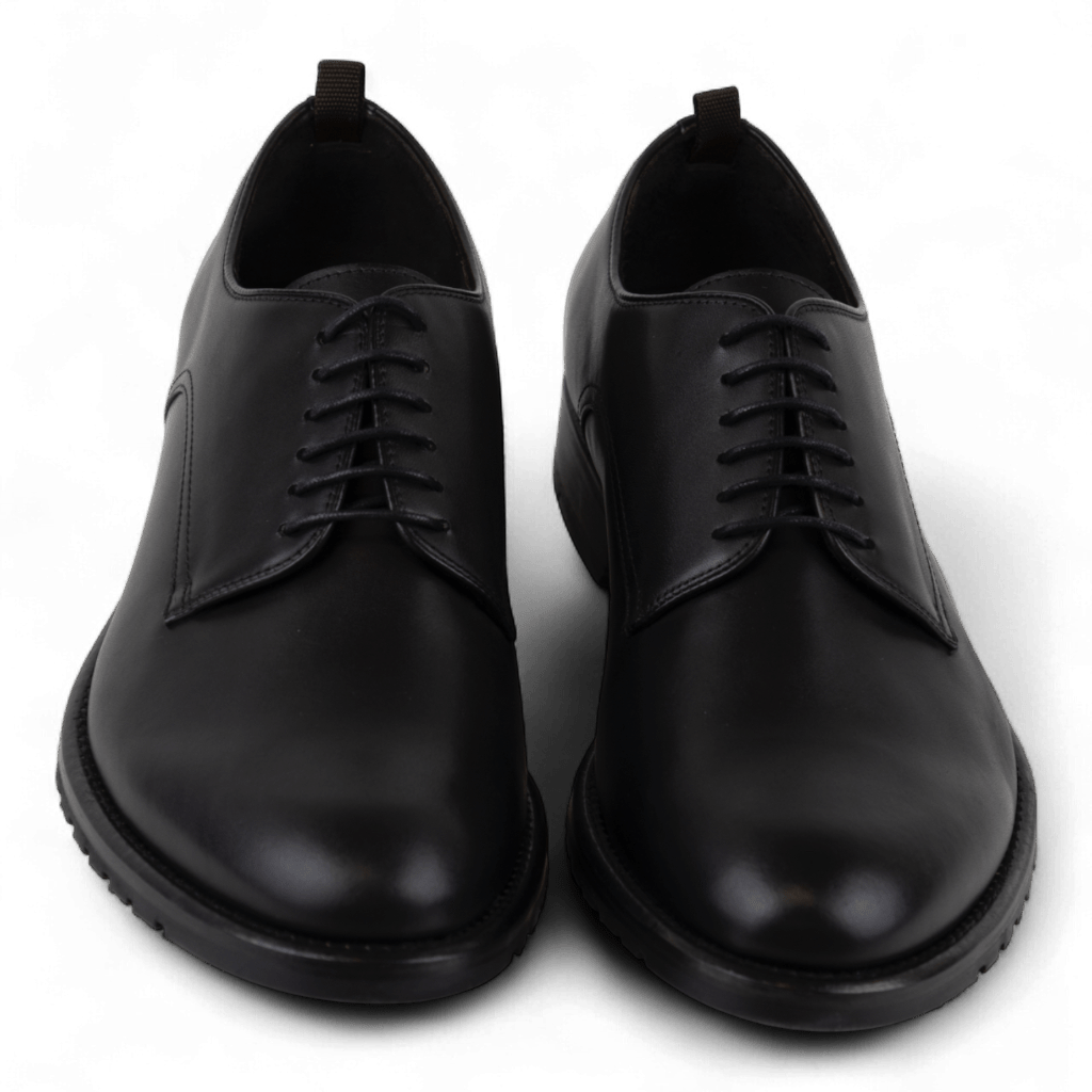 Men's Leather Lace Up Dress Shoes, Perfect for the Office in All Black (Democritus Style) - Wear Sierra