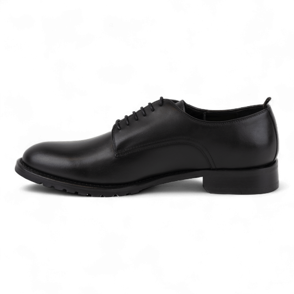 Men's Leather Lace Up Dress Shoes, Perfect for the Office in All Black (Democritus Style) - Wear Sierra